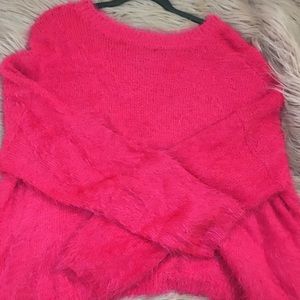 Hot Pink Fuzzy Sweater
